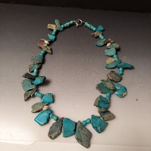 Turquoise slab cut cowgirl western necklace boho